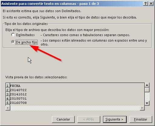 configurar texto ancho fijo